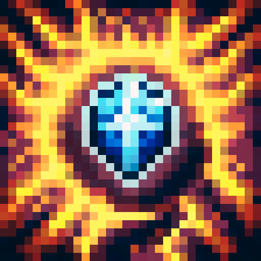 Frostbolt, a dazzling blue bolt of ice, crackling with energy, frozen in time as a 32x32 pixel game icon, rendered with skillful pixel art in sRGB colors, captured in a close-up portrait.
