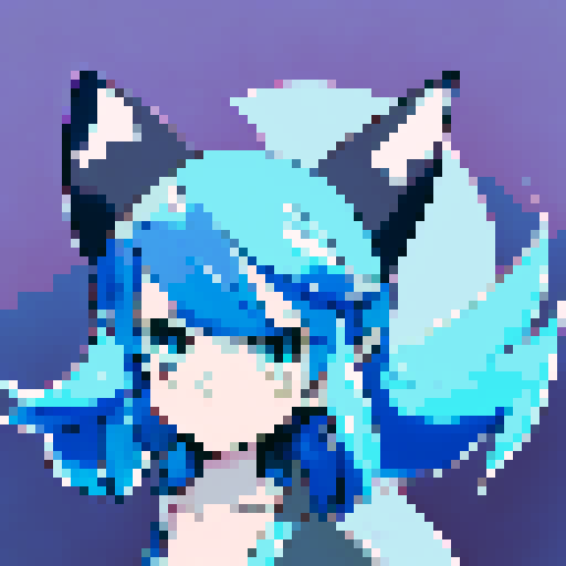 Smug blue haired catgirl