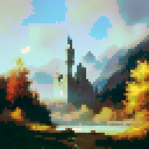 Gothic spires, misty mountaintops, and cascading waterfalls surround the towering castle in this stunning landscape portrait.