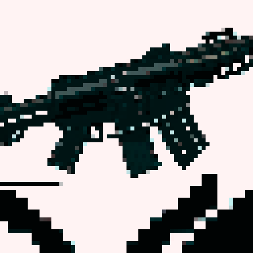 M4A1 Rifle icon, white background, black icon, pixel art