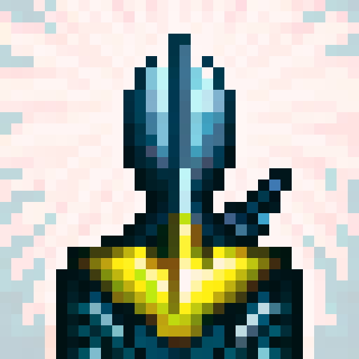 armoured knight with a futuristic pistol, game icon, 32x32 pixel art, sRGB, skill art, close up, portrait