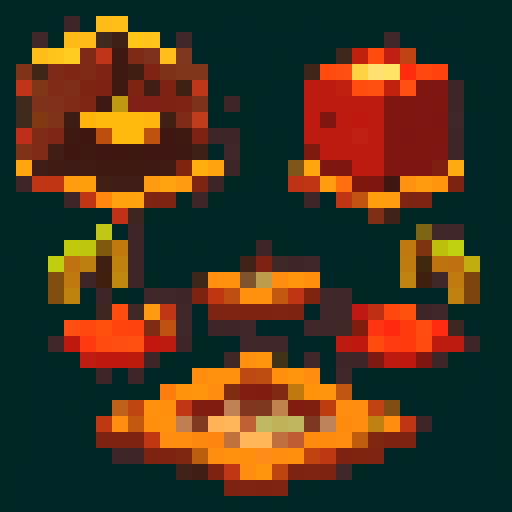 A dungeon tileset based around lava. Include floors walls and fixtures, plus some items 