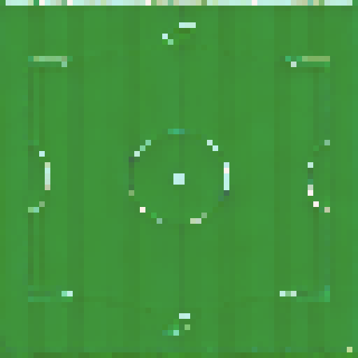 2D pixel art football pitch sprite, game background, lush green field, goalposts, only green and dark green colors