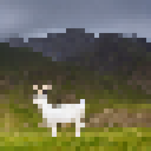 Goat, with shaggy fur and curved horns, stands confidently in front of towering speakers