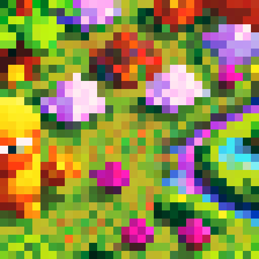 Hub World, a pixel art game icon capturing a close up, 16x16 portrait of the captivating world of "My Singing Monsters"