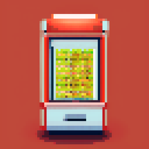 a japanese vending machine, red selling sweets