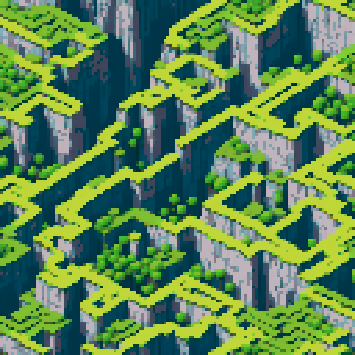 top-down view of cliffs winding like a maze in maze runner