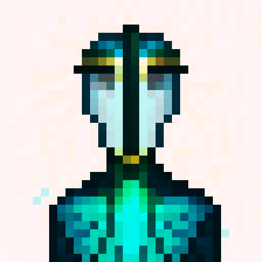 armor, metallic, detailed, shiny, futuristic, fantasy, knight, protective, engraved, intricate, gold accents, gemstones, ornate, helmet, visor, reflection, shield, sword, gauntlets, boots, chainmail, leather straps, rivets, battle-worn, battle scars, weathered, worn, battle-ready, power, strength, intimidation, aura, epic, heroic, iconic, pixelated, 32x32 pixels, vibrant colors, high contrast, pixel art, sRGB, skillful brush strokes, close-up, intense, focused, determined, portrait