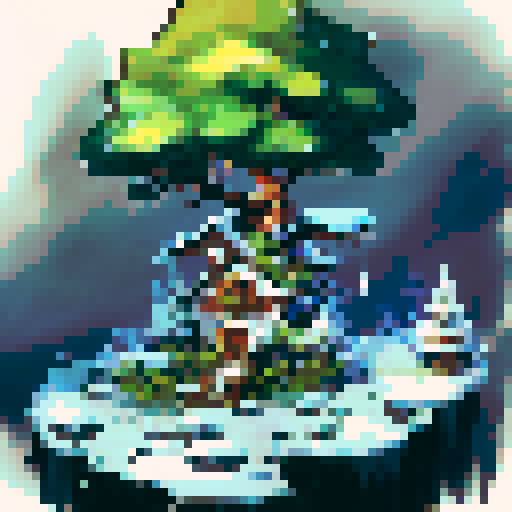 a banyan tree, covered in ice and snow, grows in a snowy and bleak landscape during winter