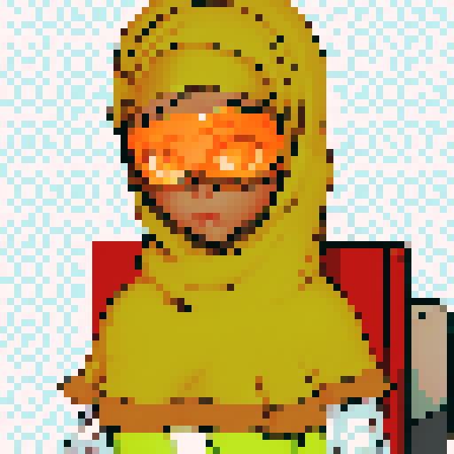 Teenage black girl with orange hijab and orange neon glasses