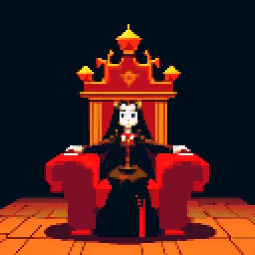 A vampire sitting on a throne in a castle