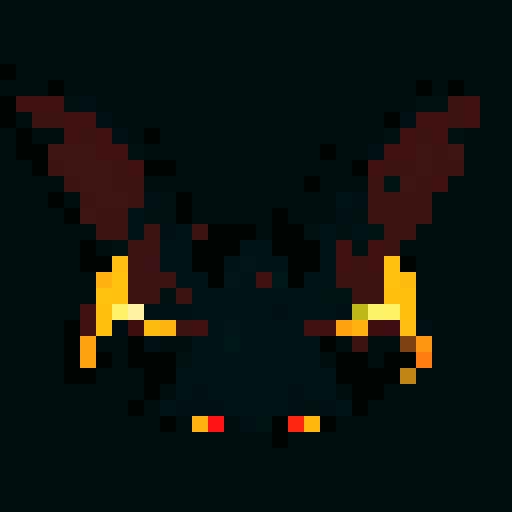 A terrifying demon cloaked in darkness, with smoky tendrils, massive wings, and glowing red eyes. It exudes an aura of fear and dread, blending into the shadows. No background.
