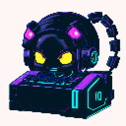 cute cyberpunk scorpion with human head, human head is anime inspired with expressive eyes, and a playful smile, scorpion is playing computer games, tables with coca cola, scorpion's tail should be fully in the picture, bright yellow and cyan and light blue lights, looking from 45 degrees