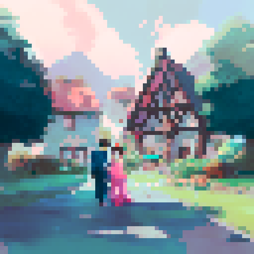 valentines day, couple, formal attire, holding hands, smiling, romantic park, landscape portrait