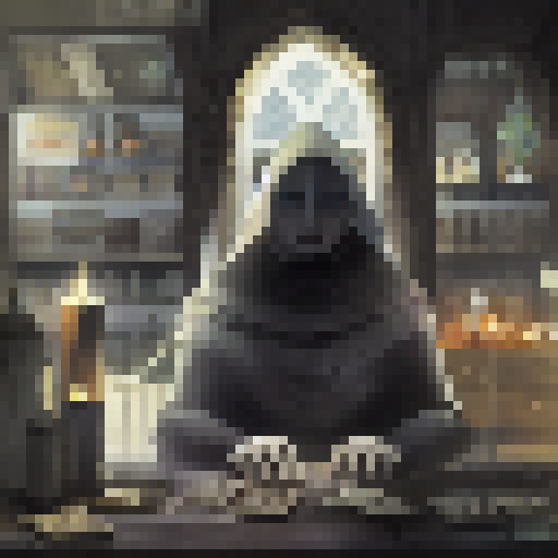 Dark, eerie, and mysterious, the AI-powered tarot card reader sits in a medieval dungeon, surrounded by an otherworldly aura, its deck of tarot cards spread out before it, waiting for its next client to arrive.