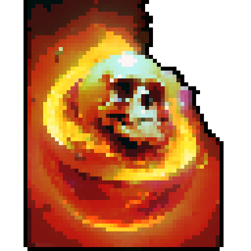 a floating skull in a ball of flames