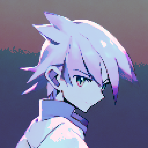 white-haired, blue-eyed, anti-social, lonely, in the room