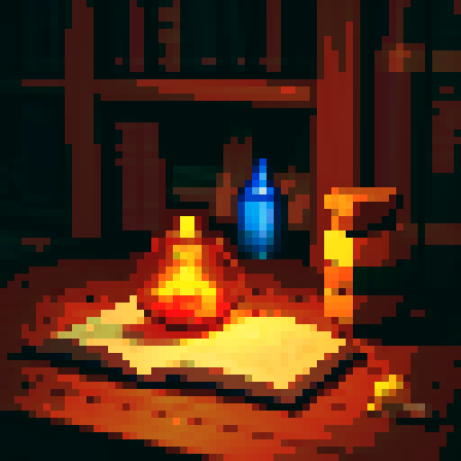 magical potion sitting on a wooden table in front of books that can cast spells.