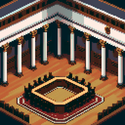royal council, building, inside, block, wood, one discussion table, wooden interior, council room, columns