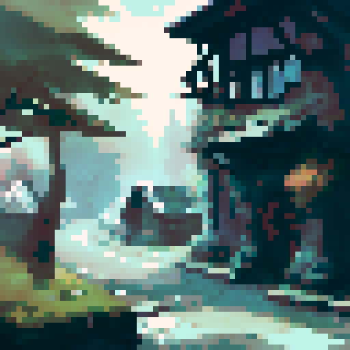 dark gothic style, city in the woods, winterfell, waterfall