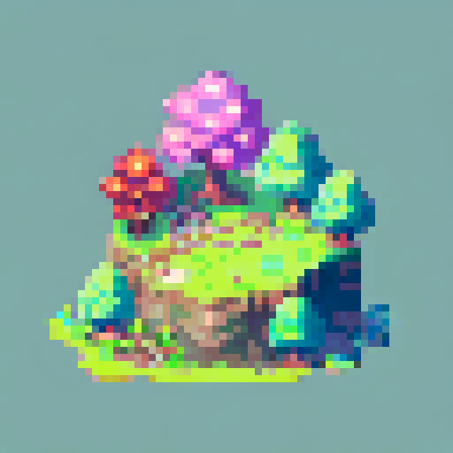 only one big chestnut tree, in the center, green leaves, brown trunk, fantasy top-down RPG with an orthogonal camera, simple pixel art, square plain platform