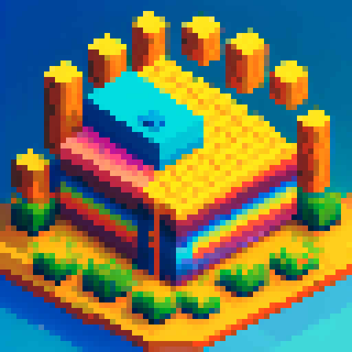 dollar bills, vibrant colors, pixelated texture, stacked neatly,  cascading from above, creating a mesmerizing pixel art masterpiece