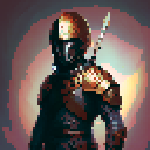 greek hoplite in copper armor, shield, corinthian helmet without plume, red tunic, red-edged sandals, long spear, 32x32 sprite style, pixel art