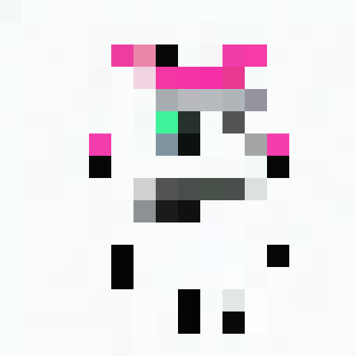 Vibrant backpack with neon green, fuchsia, and electric blue, adorned with a bold pixel graph pattern in the distinct 16x16 pixel portrait style.