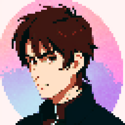 male Space rebel with brown hair. anime style  