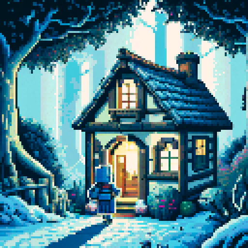An adventurer heading into a home