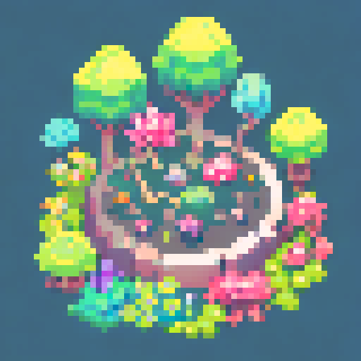 Create a pixel art representation of a small sprouting plant or seedling, capturing the essence of growth, nurturing, and cultivating potential. 