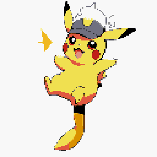 Create an image of Captain Pikachu standing balanced on his tail, showcasing agility. He wears a captain's hat tilted slightly forward over his narrowed eyes. A subtle smirk is on his face. Electric sparks crackle around his cheeks and tail. Focus on his physical details: the hat, the smirk, the tail-standing pose, and the electric sparks.
