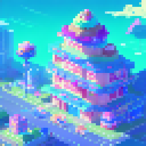 Kirby's adventure through a neon-lit candy land featuring towering lollipops, flying cupcakes, and a menacing boss battle with a towering, pixelated candy dragon, all rendered in a gorgeous anime style with a character portrait close up.