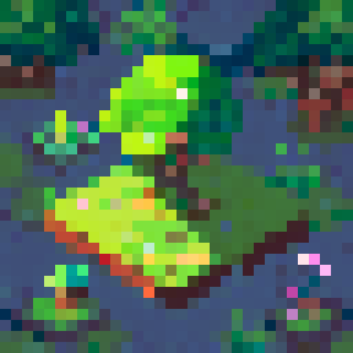 only one big chestnut tree, in the center, green leaves, brown trunk, fantasy top-down RPG with an orthogonal camera, simple pixel art, square plain platform