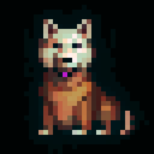 Please generate various versions of a snowdog, like a husky dog character that has different varying traits. For instance fur color, wearing clothing items like jewlery or hats or necklaces.
