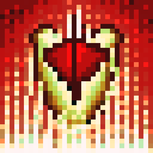 Pickaxe tool, game icon, 32x32 pixel art, sRGB, skill art, close up, portrait, metallic shine, sharp edges, worn handle, engraved initials, textured surface, vibrant colors, pixelated details, defined shadows, minimalist design