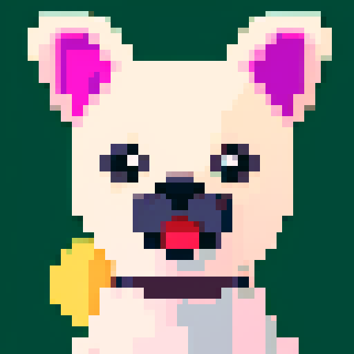 dog with floppy ears, dark eyes, in a whimsical and vibrant pixel art style, captured in a 3/4 angle portrait, sprite art
