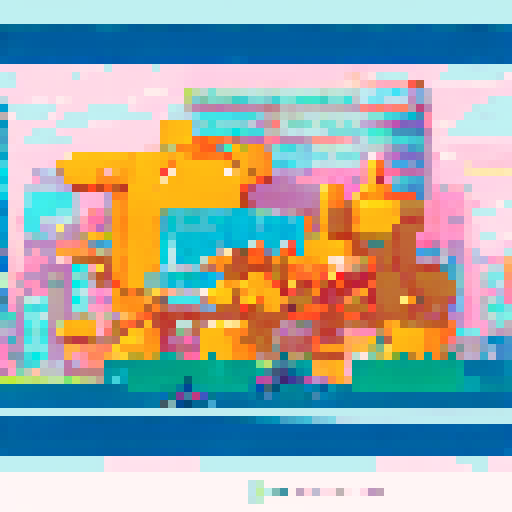 Yellow-skinned Simpsons characters wearing anime-inspired clothing, standing in front of a neon-lit cityscape with giant robot mechs towering behind them