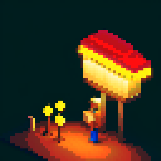 street vendor under street light at night