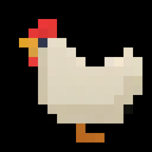 cute chicken, pixel art, close up, portrait, game icon, 16x16, vibrant colors, animated expression,  adorable beak, lively eyes