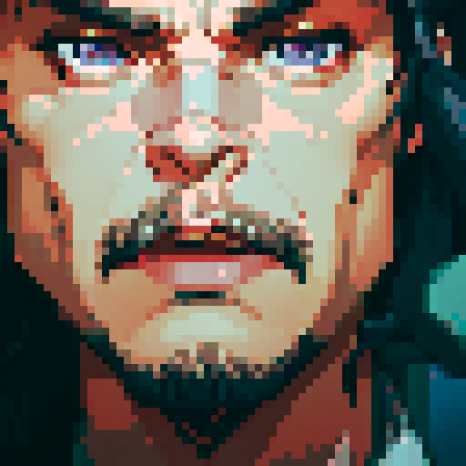 carlos, chin, hair, cool guy, tired, nose ring, sRGB, pixel art