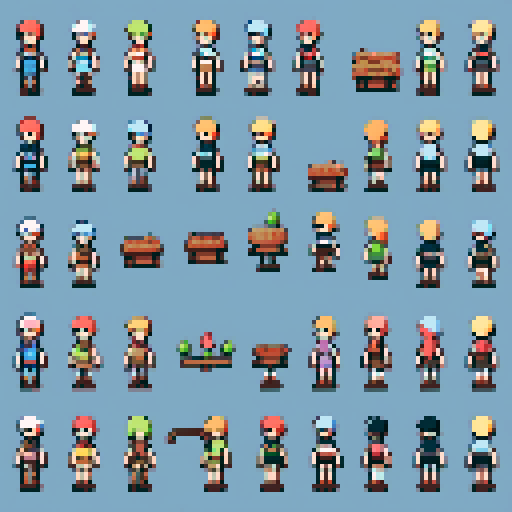 12 different cottagecore themed sprites 