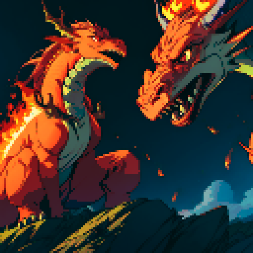 Dragon breathing fire, fire breath, flames