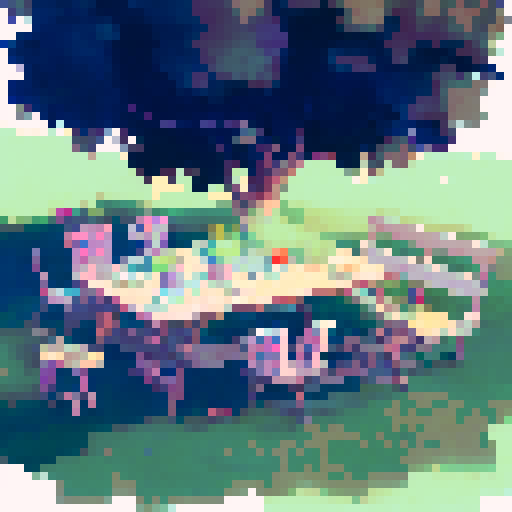 Summer picnic in large open fields 