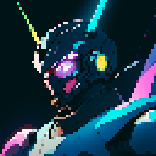space mech suit, helmeted male pilot, vibrant colors, retro pixel art, futuristic design, glowing neon lights, metallic armor, blocky and square shapes, dynamic pose, dark background, cosmic energy, intricate details, mechanical joints, digital display, holographic interface, sci-fi atmosphere, powerful weaponry, high-tech gadgets