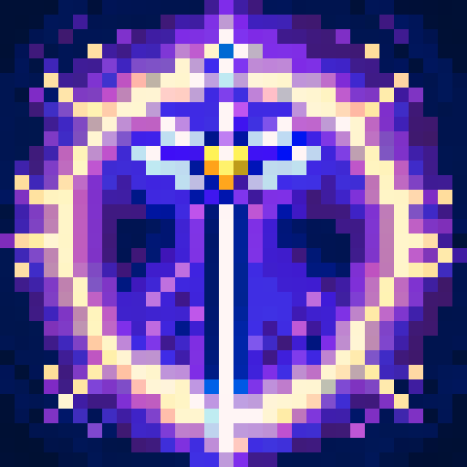 sword icon speed, vibrant blue, pixelated, game icon, skillfully crafted, intricate details, 32x32 pixels, sRGB colors, close-up view, portrait style, dynamic shading, glossy finish