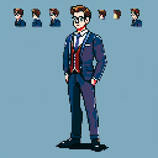 HR manager, male, formal dress, German national, pixel art, sRGB
