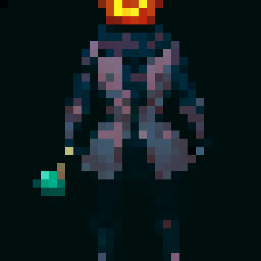 A headless horsemen character. This will be the player character. They have a pumpkin for their head. In some versions it will be without the head and will hold the pumpkin in its hands. But this version the player should have the pumpkin head. Headless horsemen also ride horses but I don't want that for this version.