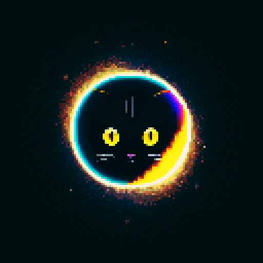 reflection of the milky way galaxy in the yellow eyes of a black cat