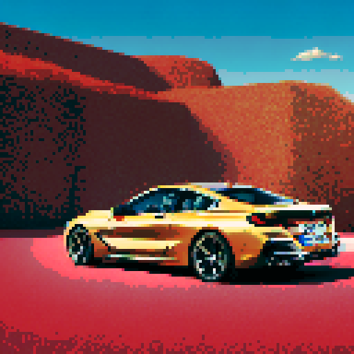 Photorealistic, centered BMW 8 series in a three quarter view, right wheel in front, clean background, pixel art style with sRGB colors
